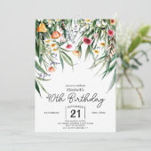 Botanischer Frühling Wildblumen 40. Geburtstag Einladung (Stehend Vorderseite)