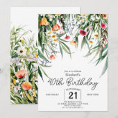 Botanischer Frühling Wildblumen 40. Geburtstag Einladung (Vorne/Hinten)