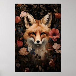 Botanischer Fuchs-Druck, Dark Academia Florale Kun Poster