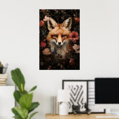 Botanischer Fuchs-Druck, Dark Academia Florale Kun Poster (Heimbüro)