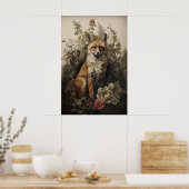 Botanischer Fuchs-Druck, Dark Academia Wald (Digit Poster (Küche)