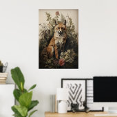 Botanischer Fuchs-Druck, Dark Academia Wald Poster (Heimbüro)