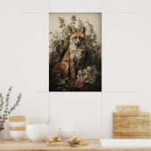 Botanischer Fuchs-Druck, Dark Academia Wald Poster (Küche)