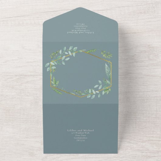 Botanischer Garten Blätter Grüne Hochzeit All In One Einladung (Außenbereich)