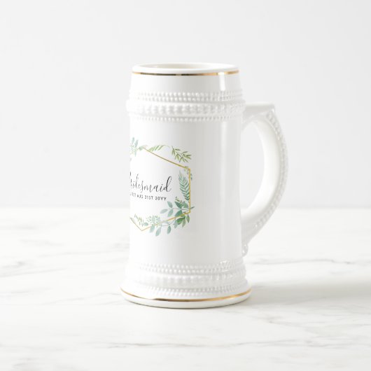 Botanischer Garten Blätter Grüne Hochzeit Bierglas (VorderseiteRechts)