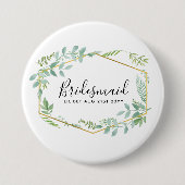 Botanischer Garten Blätter Grüne Hochzeit Button (Vorderseite)