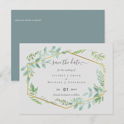 Botanischer Garten Blätter Grüne Hochzeit Postkarte (Vorne/Hinten)