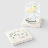 Botanischer Garten Blätter Grüne Hochzeit Steinuntersetzer (Seitenansicht)