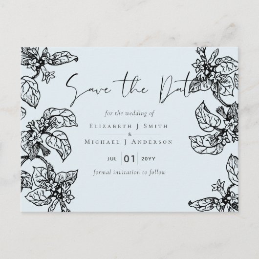 Botanischer Garten Blätter Hochzeit Postkarte (Vorderseite)