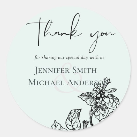 Botanischer Garten Blätter Hochzeit Runder Aufkleber (Vorderseite)