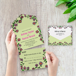 Botanischer Garten Blume Frühjahrsblütenhochzeit All In One Einladung