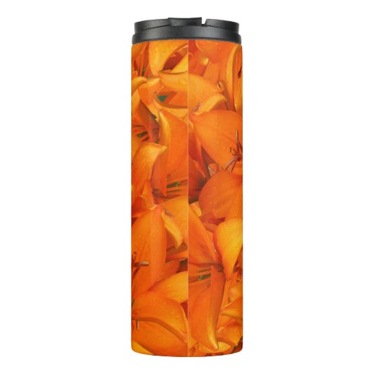 Botanischer Garten-Blumen-orange Lilien irgendein Thermosbecher (Rückseite)