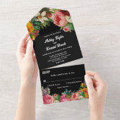 Botanischer Garten Boho Schwarze Flora Hochzeit All In One Einladung (Abreißen)