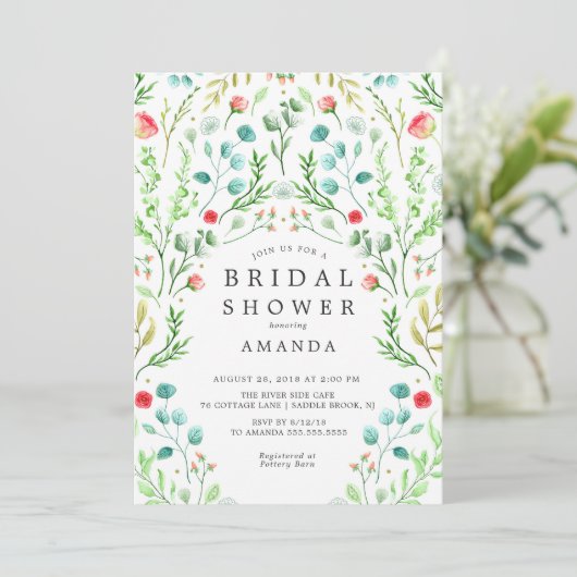 Botanischer Garten Brautdusche Einladung (Stehend Vorderseite)