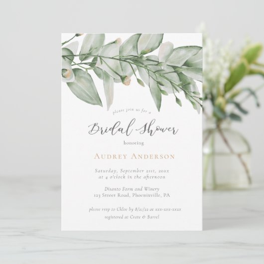 Botanischer Garten Bridal Dusche Einladung (Stehend Vorderseite)