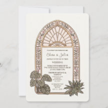 Botanischer Garten-Buntglas-Hochzeitseinladung