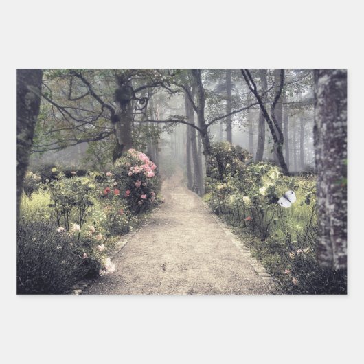 Botanischer Garten Decoupage Schweres Gewicht 3 Se Geschenkpapier Set (Vorderseite 3)