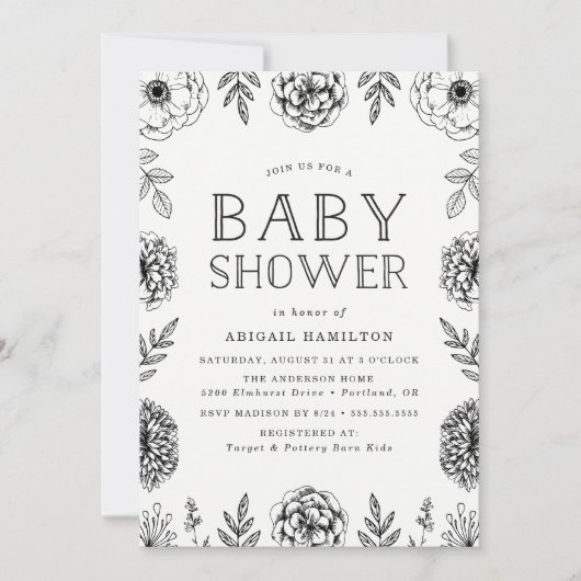 Botanischer Garten | Einladung der Babydusche (Vorderseite)