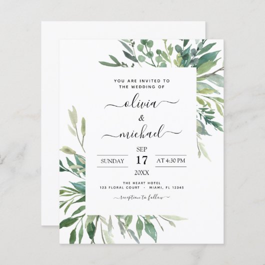 Botanischer Garten Einladung zur Hochzeit (Vorne/Hinten)