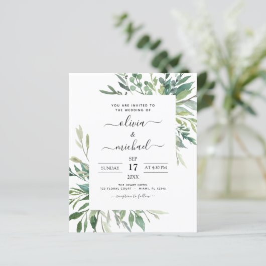 Botanischer Garten Einladung zur Hochzeit (Stehend Vorderseite)