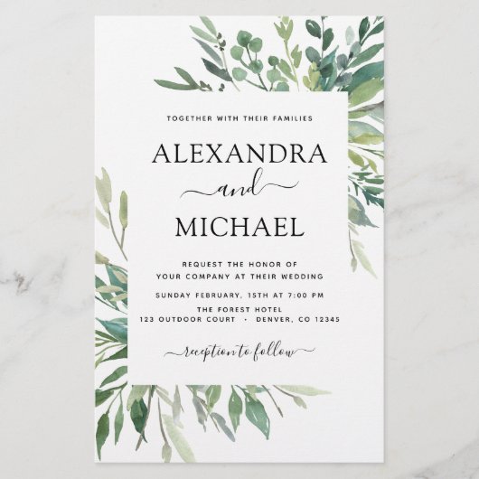 Botanischer Garten Einladung zur Hochzeit (Vorderseite)