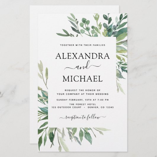 Botanischer Garten Einladung zur Hochzeit (Vorne/Hinten)