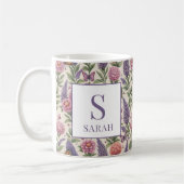Botanischer Garten Florales Monogramm Lavendel Kaffeetasse (Links)