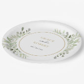 Botanischer Garten Foliage Elegante Hochzeit Pappteller (Schrägansicht)