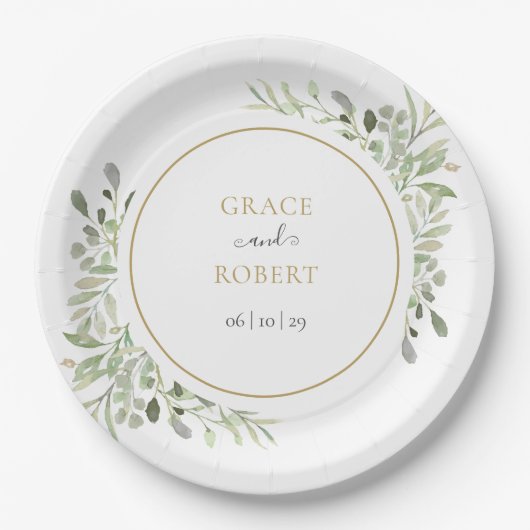 Botanischer Garten Foliage Elegante Hochzeit Pappteller (Vorderseite)