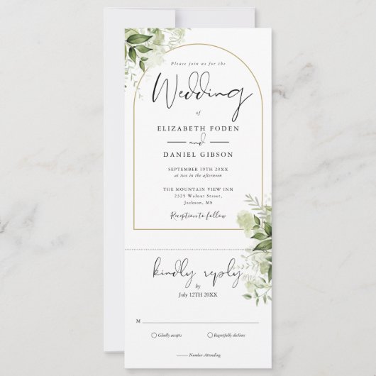 Botanischer Garten Gold Arch alles in einer Hochze Einladung (Vorderseite)