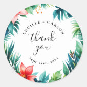Botanischer Garten Grüne Hochzeit Vielen Dank Runder Aufkleber (Vorderseite)