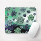 Botanischer Garten Grünes Aquamarines Blumenmuster Mousepad (Mit Mouse)