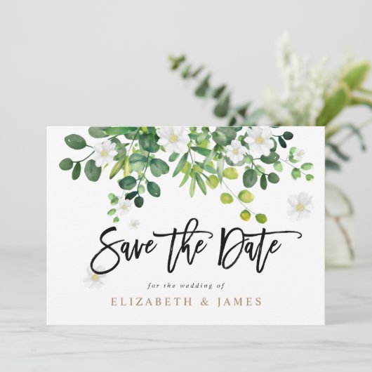 Botanischer Garten Hochzeit Save The Date (Stehend Vorderseite)