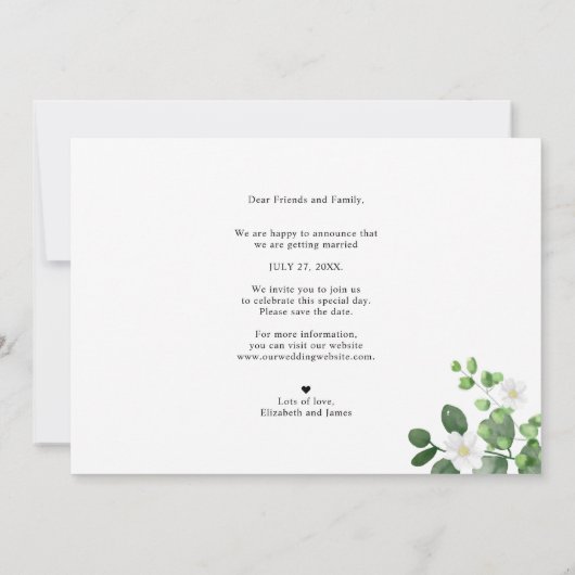 Botanischer Garten Hochzeit Save The Date (Rückseite)