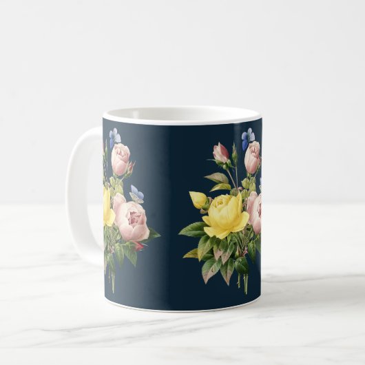 Botanischer Garten in Gelb und Rosa Rosen Kaffeetasse (Vorderseite Links)