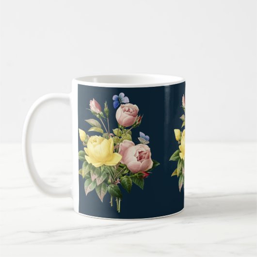 Botanischer Garten in Gelb und Rosa Rosen Kaffeetasse (Links)