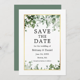 Botanischer Garten Ivy Ferns Sage Green Gold Save The Date