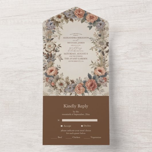 Botanischer Garten Jugendstil Hochzeit All In One Einladung (Innen Boden)