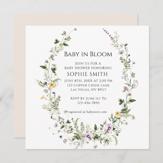 Botanischer Garten Kleiner in der Blütendusche Einladung (Vorne/Hinten)