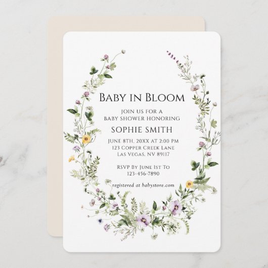 Botanischer Garten Kleiner in der Blütendusche Einladung (Vorne/Hinten)