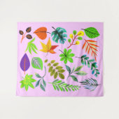 Botanischer Garten mit Pflanzen - Moderne Blätter Wandteppich (Vorderseite (Horizontal))