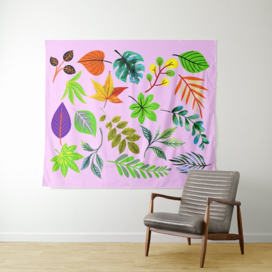 Botanischer Garten mit Pflanzen - Moderne Blätter Wandteppich (Beispiel (Horizontal))