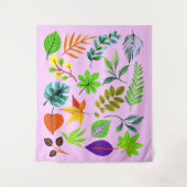 Botanischer Garten mit Pflanzen - Moderne Blätter Wandteppich (Vorderseite)