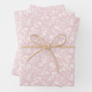 Botanischer Garten Neutral - Rosafarben Geschenkpapier Set