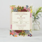 Botanischer Garten Party Florals & Frucht Hochzeit Einladung (Stehend Vorderseite)