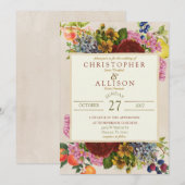 Botanischer Garten Party Florals & Frucht Hochzeit Einladung (Vorne/Hinten)