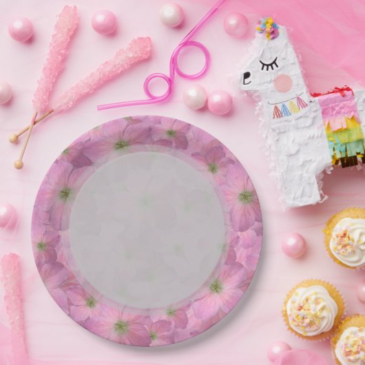 Botanischer Garten Rosa Blume Papier Teller (Party)