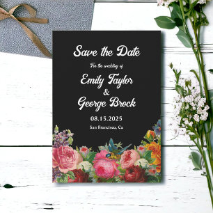 Botanischer Garten Rustikale Rose Hochzeit Schwarz Save The Date
