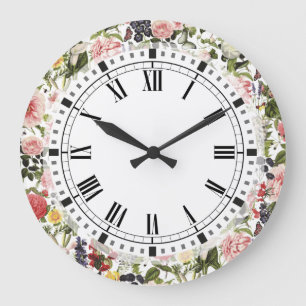 Botanischer Garten Sommerblumen Vintage Große Wanduhr