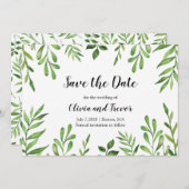 Botanischer Garten Wasserfarben Blätter Grüne Save The Date (Vorne/Hinten)
